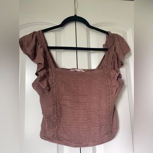 Brown frilly top